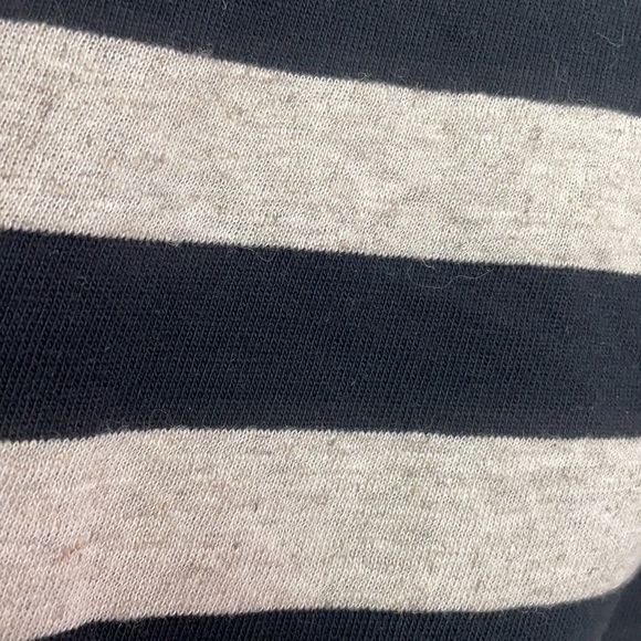 Zara Black and Tan Short Sleeve Striped Tee Tie Waist Top Size Small - Picture 13 of 14